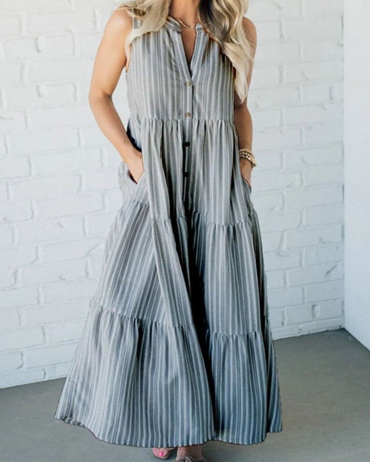 Women's Summer Dress Blue Size M Breathable Fabric Striped 2