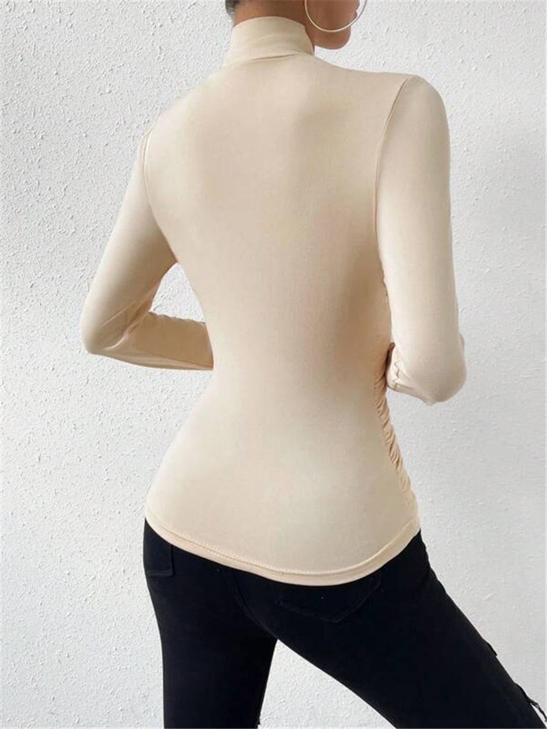 Women's T-Shirt Black Size M Jersey Long Sleeve Criss-Cross Collar 2