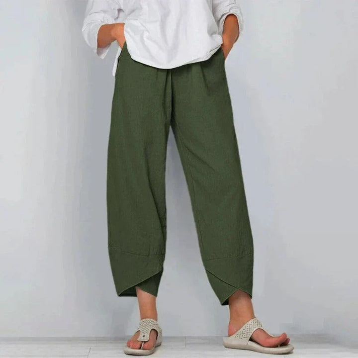Women's Trousers White Size M Linen Cotton Blend 2