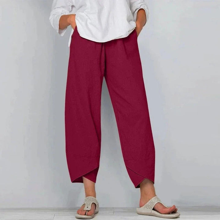 Women's Trousers White Size M Linen Cotton Blend 3