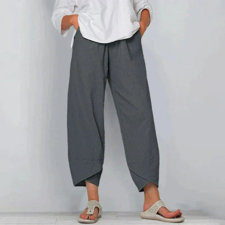 Women's Trousers White Size M Linen Cotton Blend 4