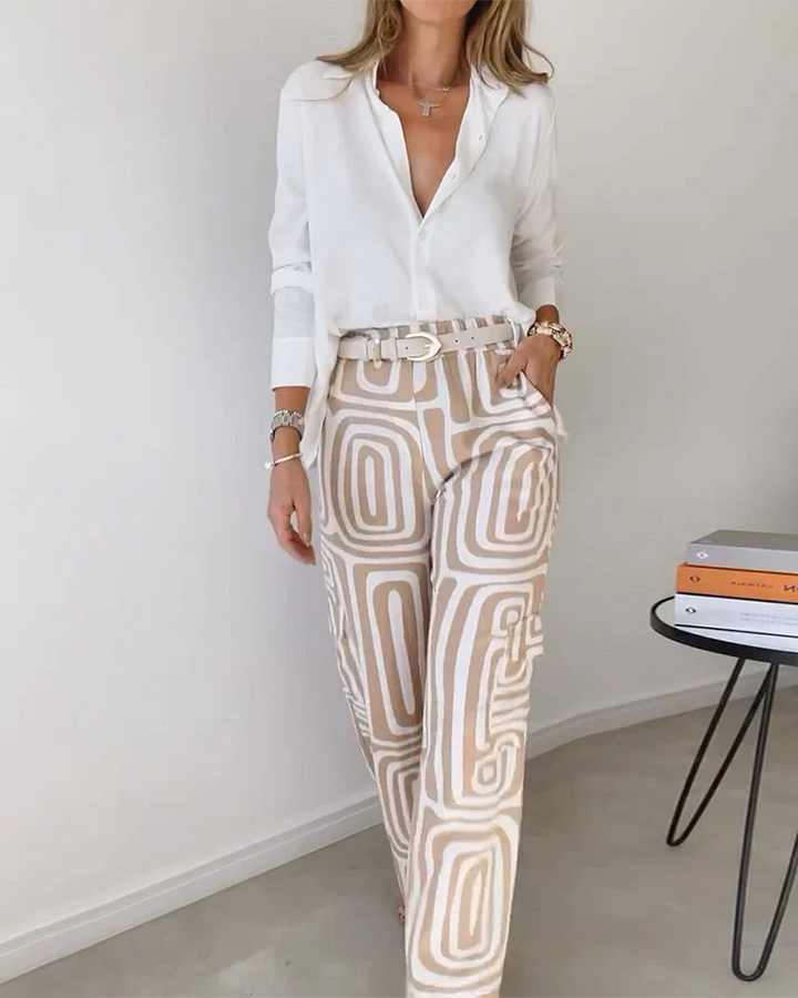 Women's Two Piece Set Geometric Print Size M Soft Fabric 1