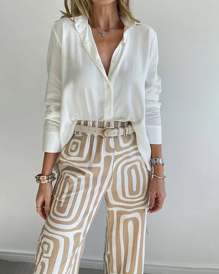 Women's Two Piece Set Geometric Print Size M Soft Fabric 3