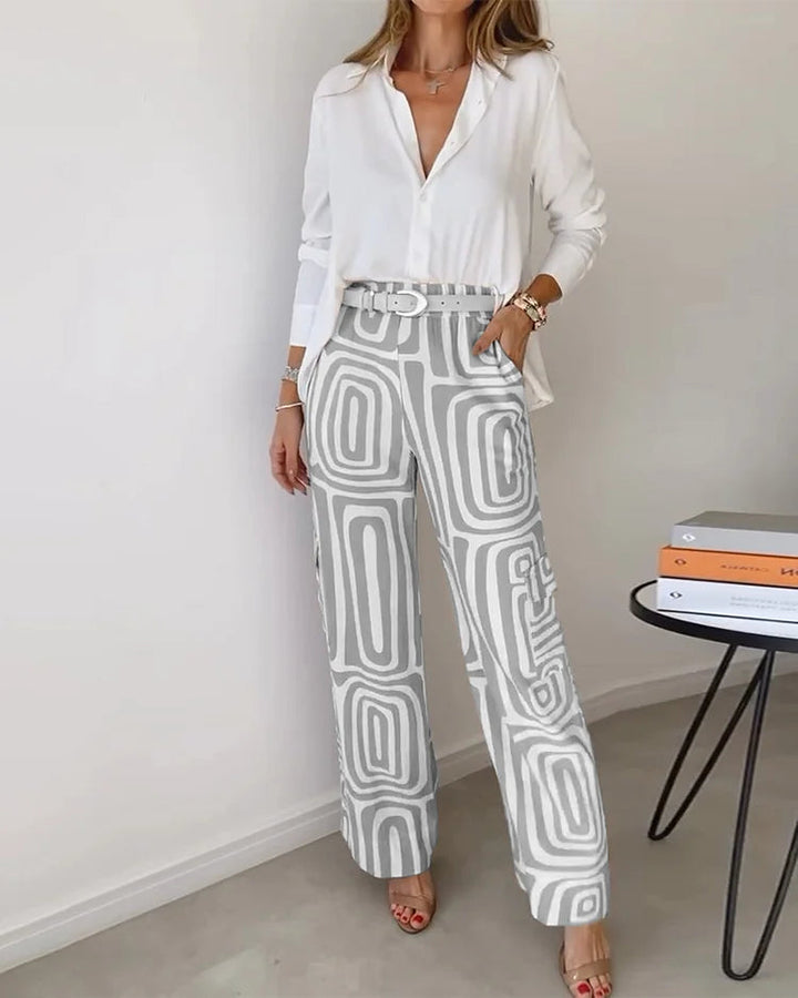 Women's Two Piece Set Geometric Print Size M Soft Fabric 4