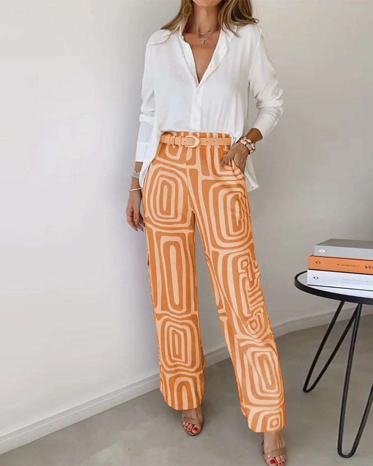 Women's Two Piece Set Geometric Print Size M Soft Fabric 5