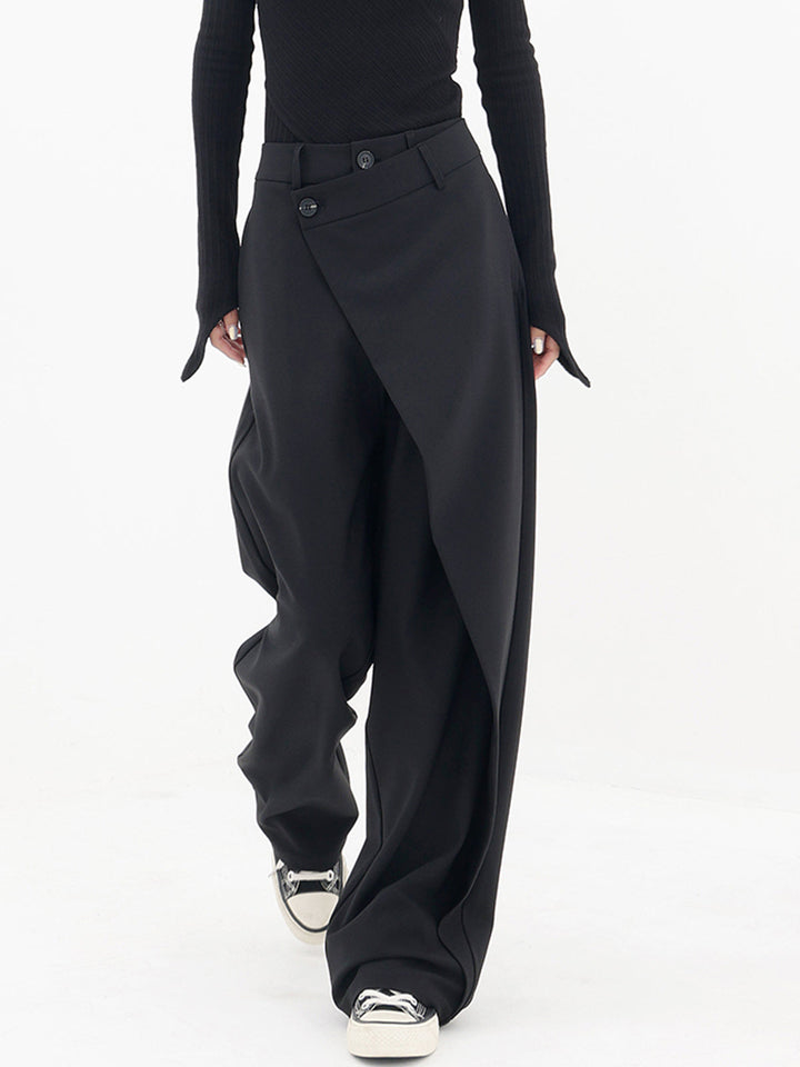 Women's Wide Leg Trousers Black Size M Woven Fabric 0