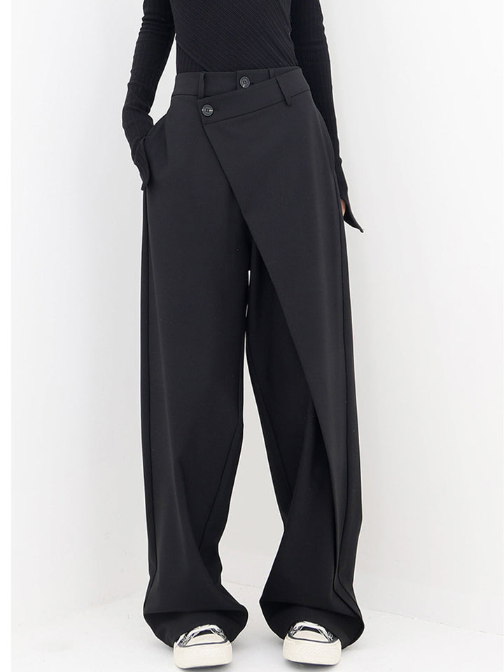 Women's Wide Leg Trousers Black Size M Woven Fabric 1