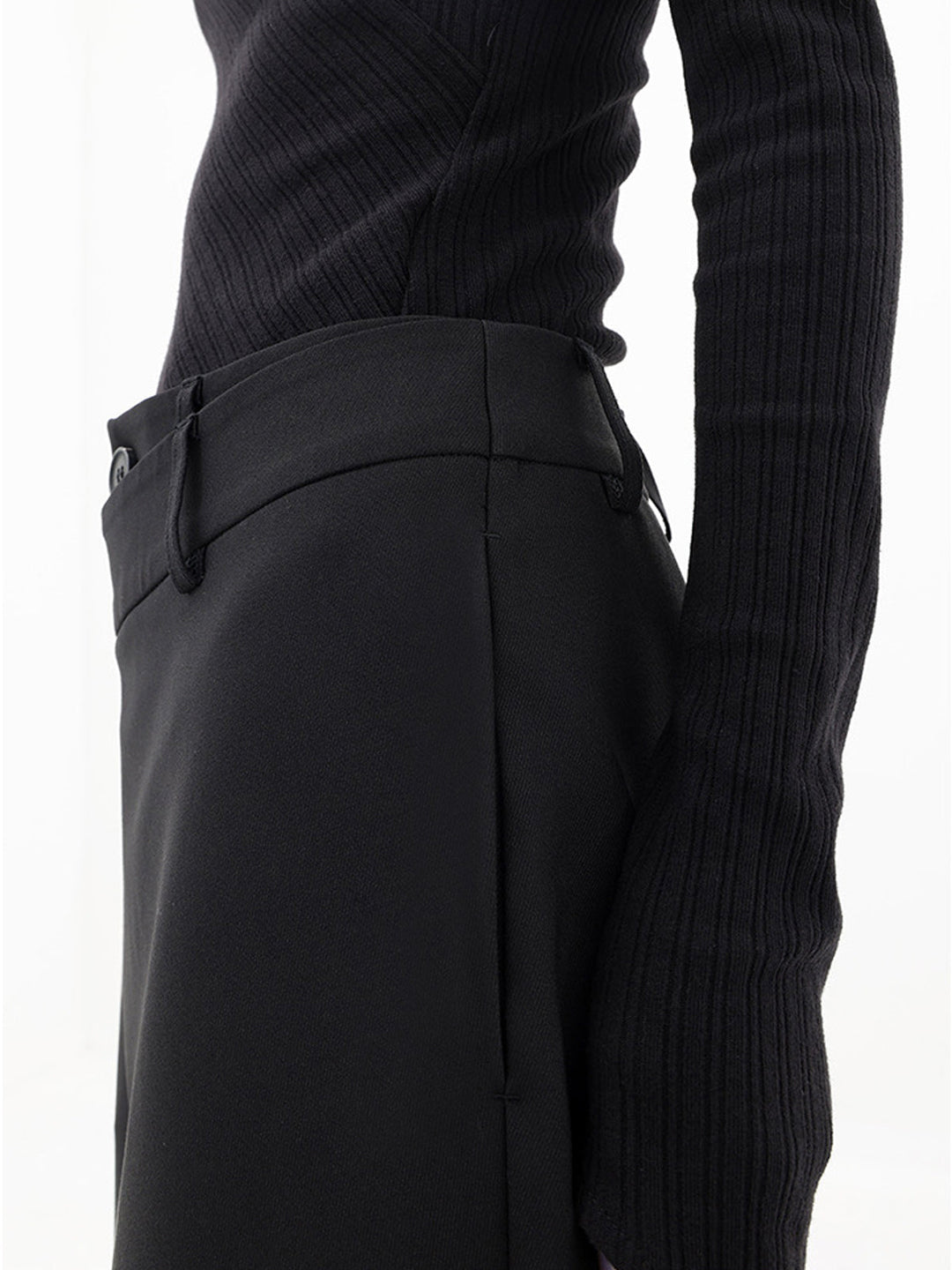 Women's Wide Leg Trousers Black Size M Woven Fabric 3