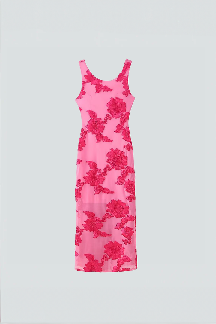Transparente Blumen-Meshkleid