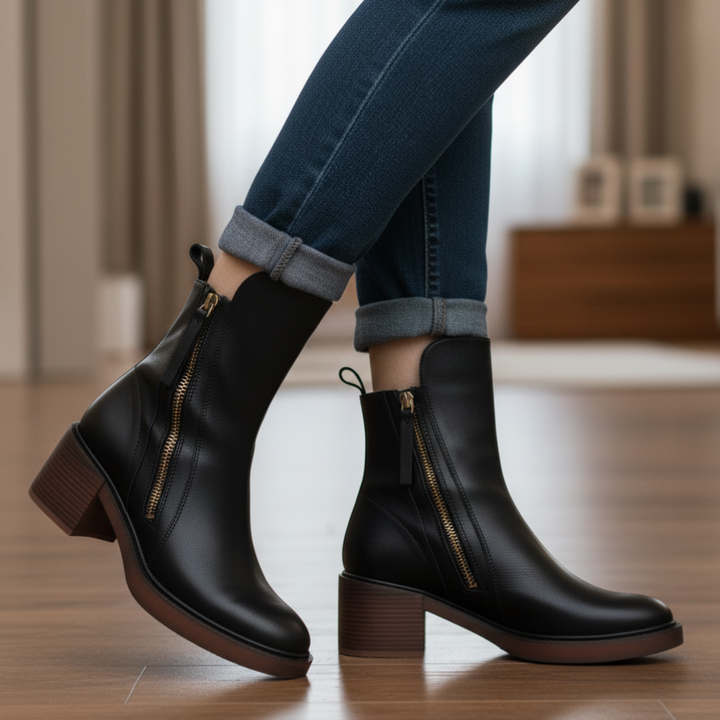 Elegante Schwarze Lederstiefel