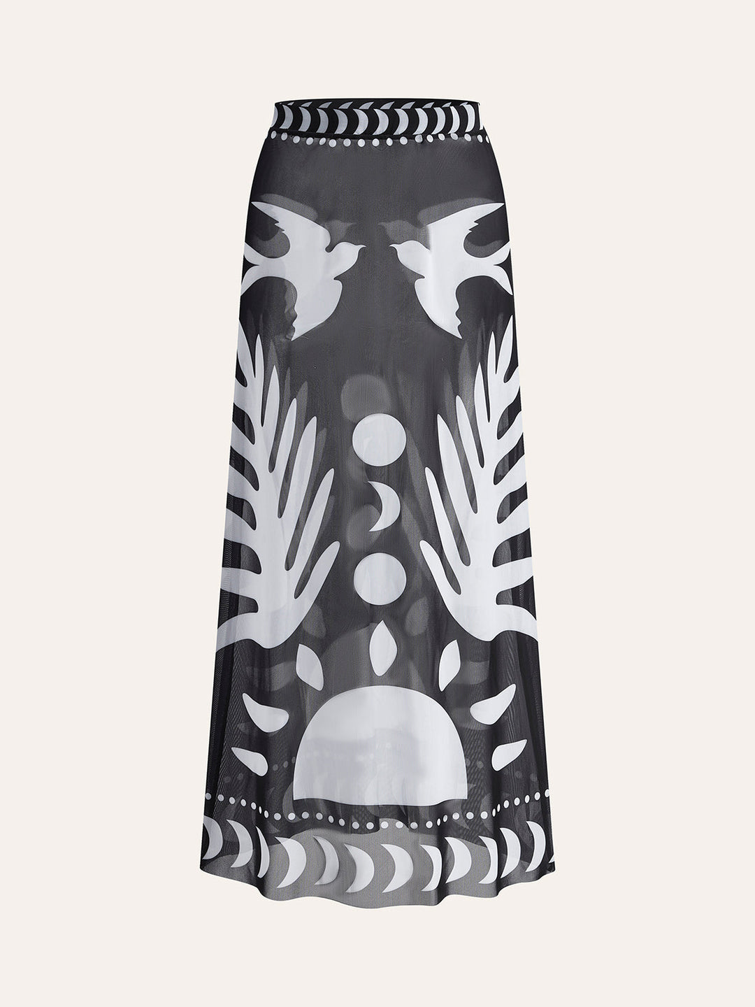 Bird Print Mesh Maxi Skirt for Women – Lightweight Long Skirt with Medium Stretch, Regular Fit, Perfect Beach Cover-Up 7