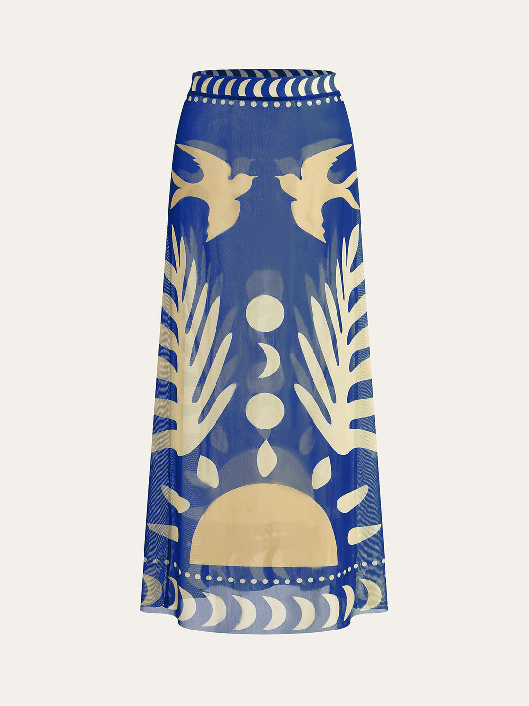 Bird Print Mesh Maxi Skirt for Women – Lightweight Long Skirt with Medium Stretch, Regular Fit, Perfect Beach Cover-Up 9