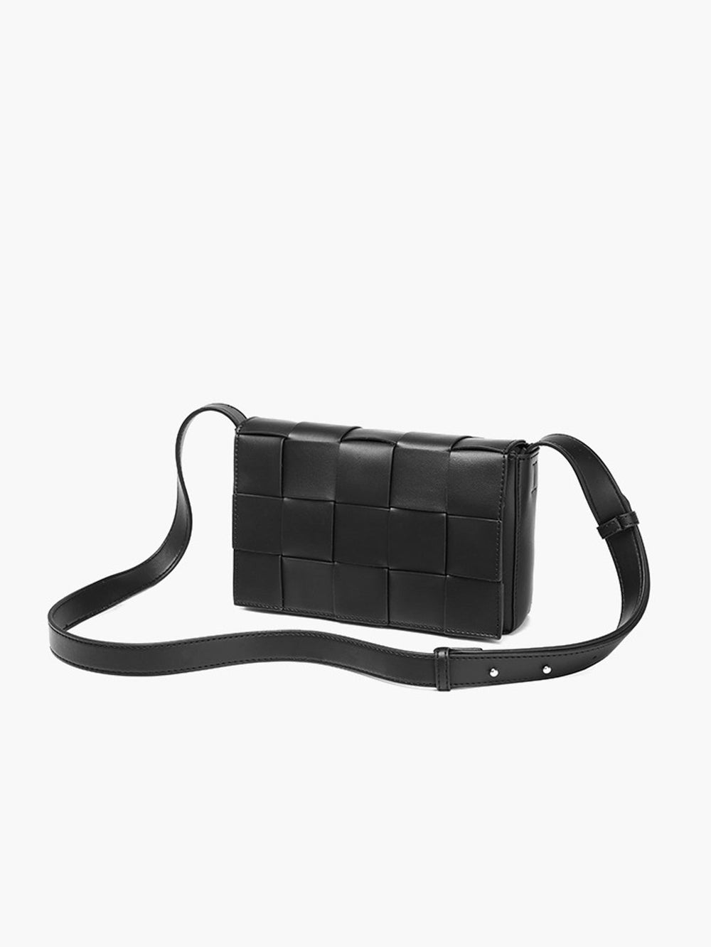 Black Woven Crossbody Bag for Women – Stylish Compact Design for Everyday Use, 9.1 x 2.4 x 6.3 1