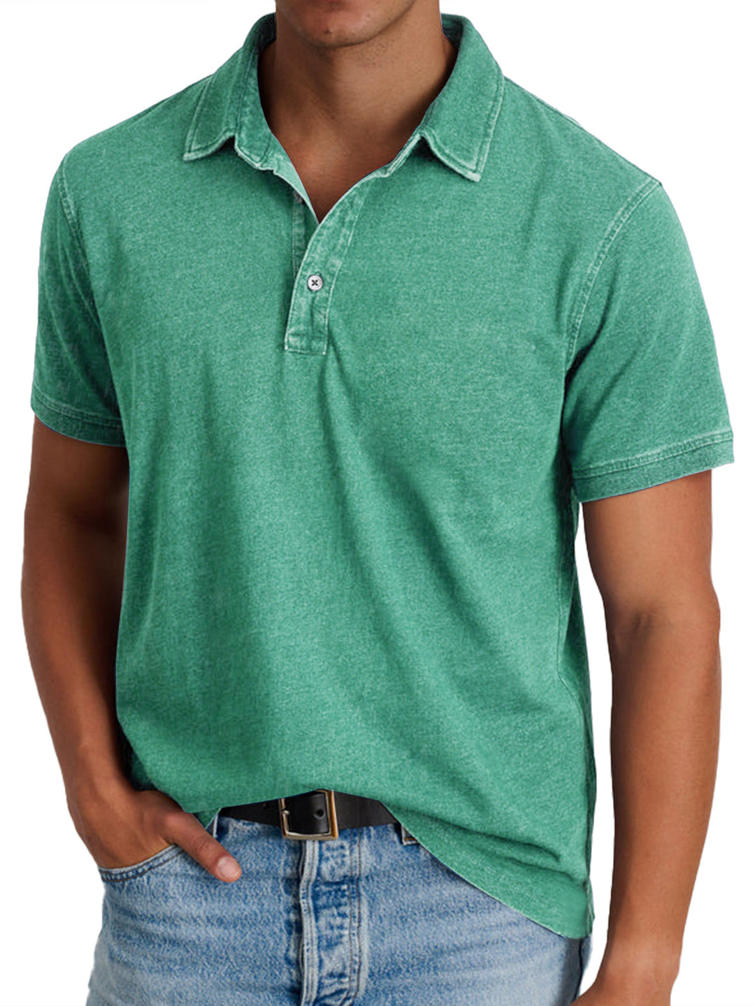 Classic Men's Long Sleeve Polo Shirt with Structured Collar – Elegant and Comfortable Fit 1