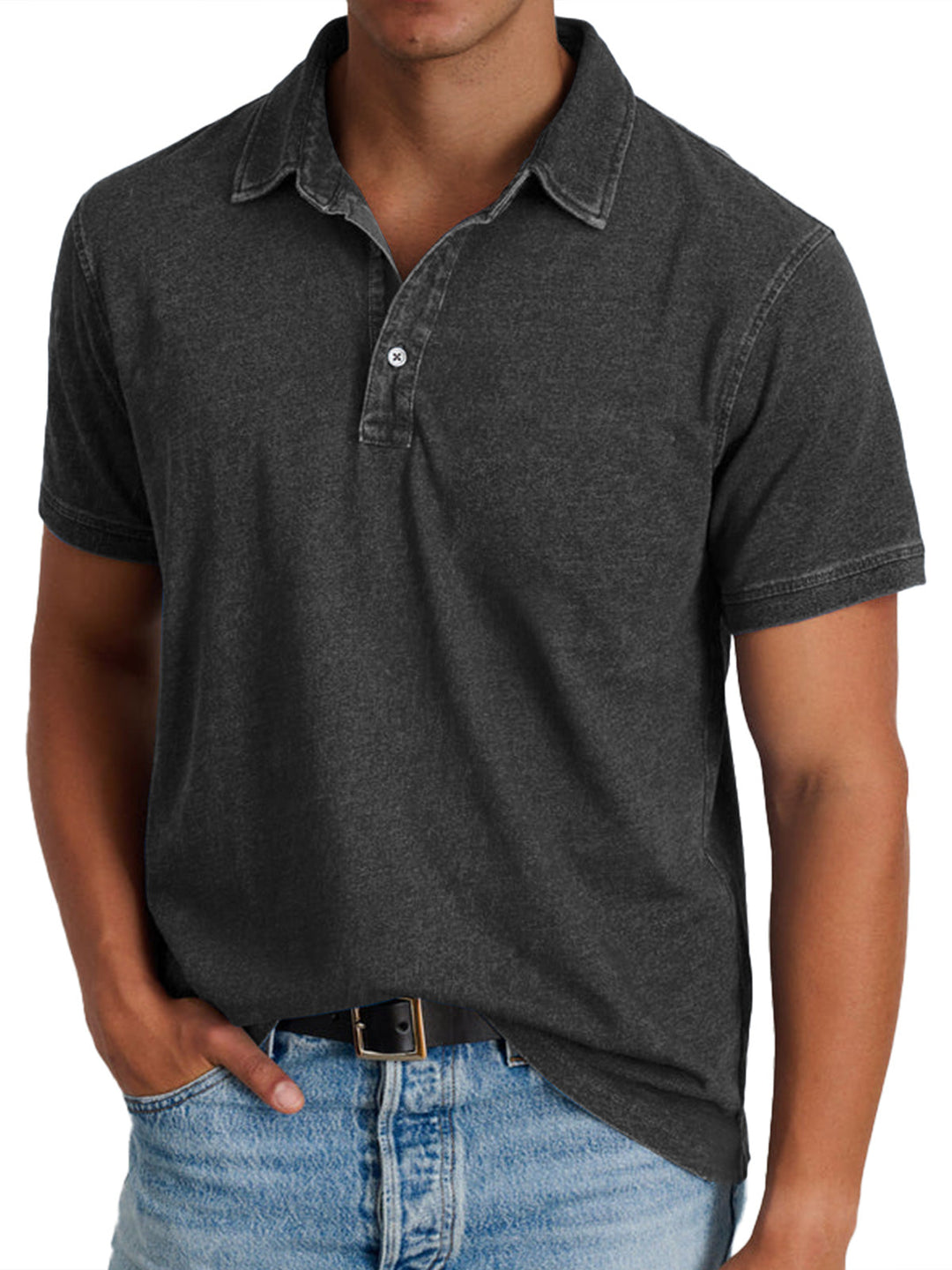 Classic Men's Long Sleeve Polo Shirt with Structured Collar – Elegant and Comfortable Fit 4