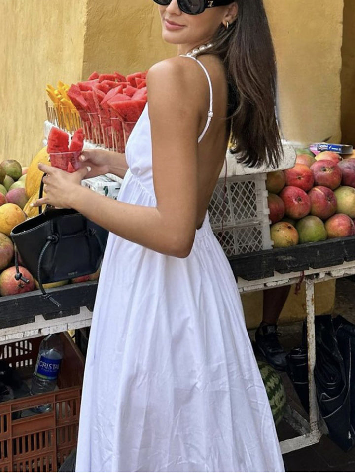 Coastal Cowgirl Maxi Dress for Women - Open Back Sleeveless V-Neck 100% Cotton Long Dress 2