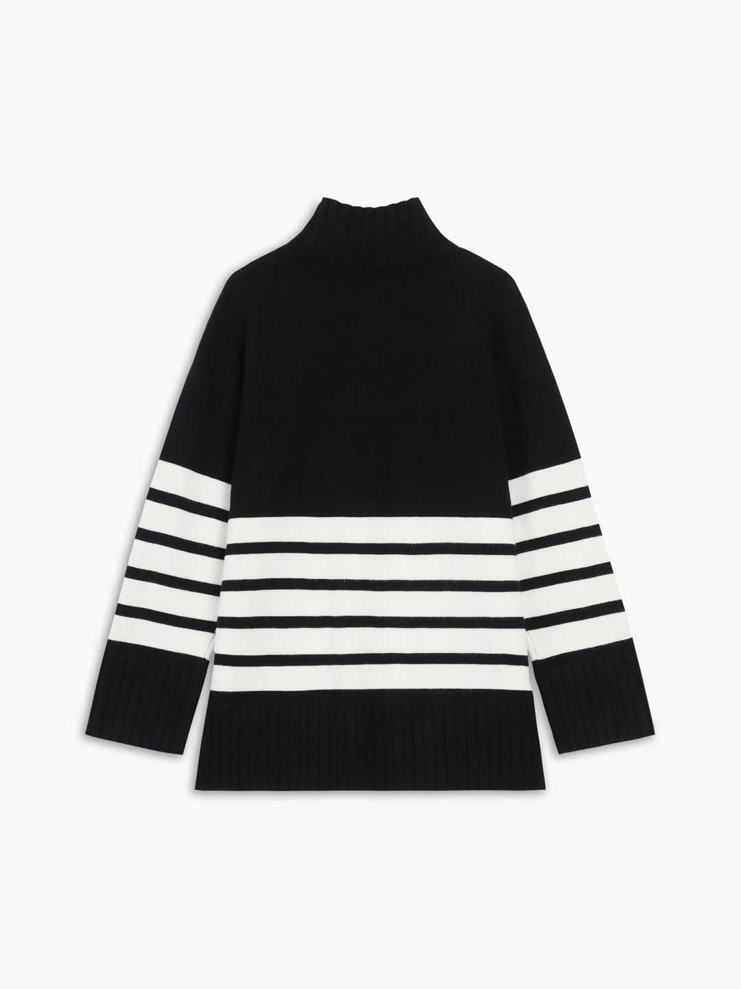 Colorblock Mock Neck Stripe Sweater for Women – Slightly Stretchy Knit Top, Casual Fit, Versatile for Everyday Wear 6
