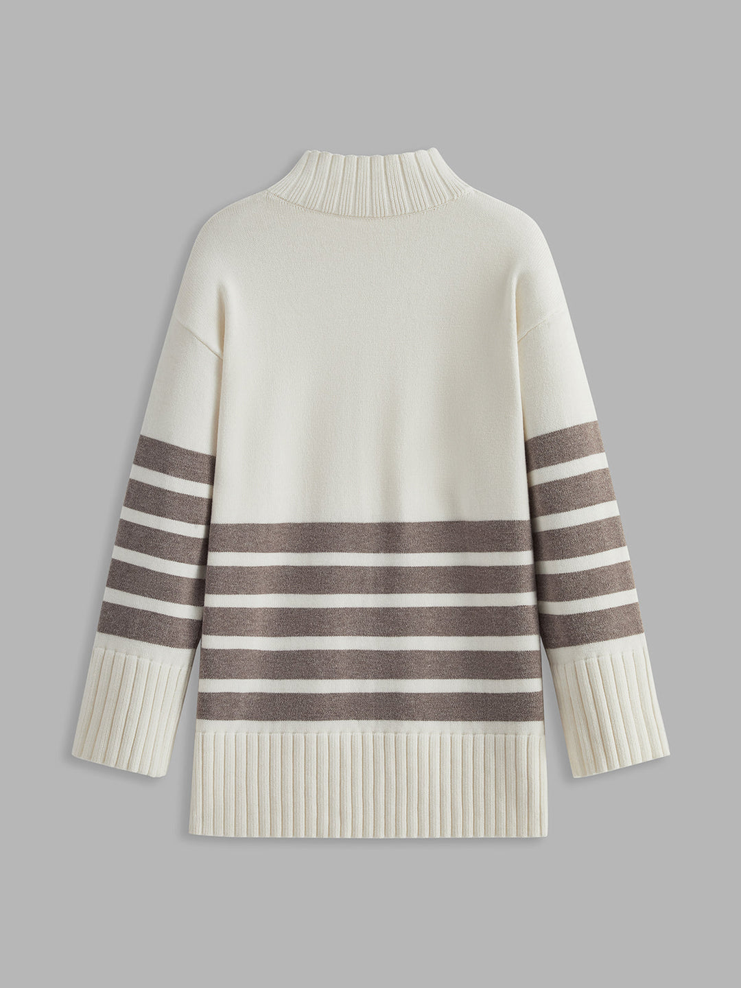 Colorblock Mock Neck Stripe Sweater for Women – Slightly Stretchy Knit Top, Casual Fit, Versatile for Everyday Wear 8