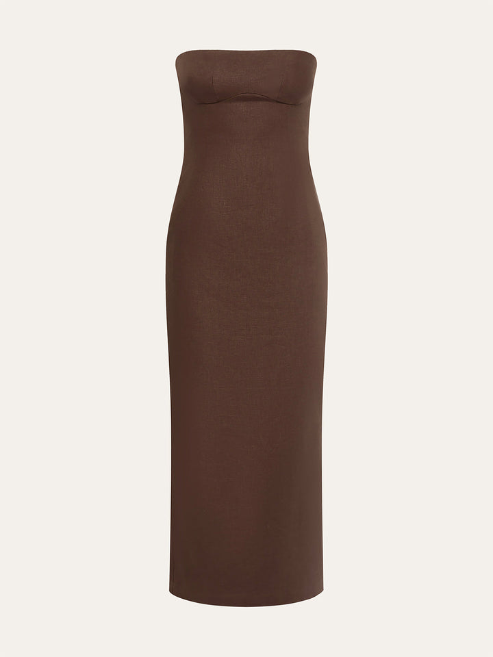 Floral Print Strapless Maxi Dress for Women - Summer Wedding Guest Dress in Woven Polyester, Sleeveless Design 6