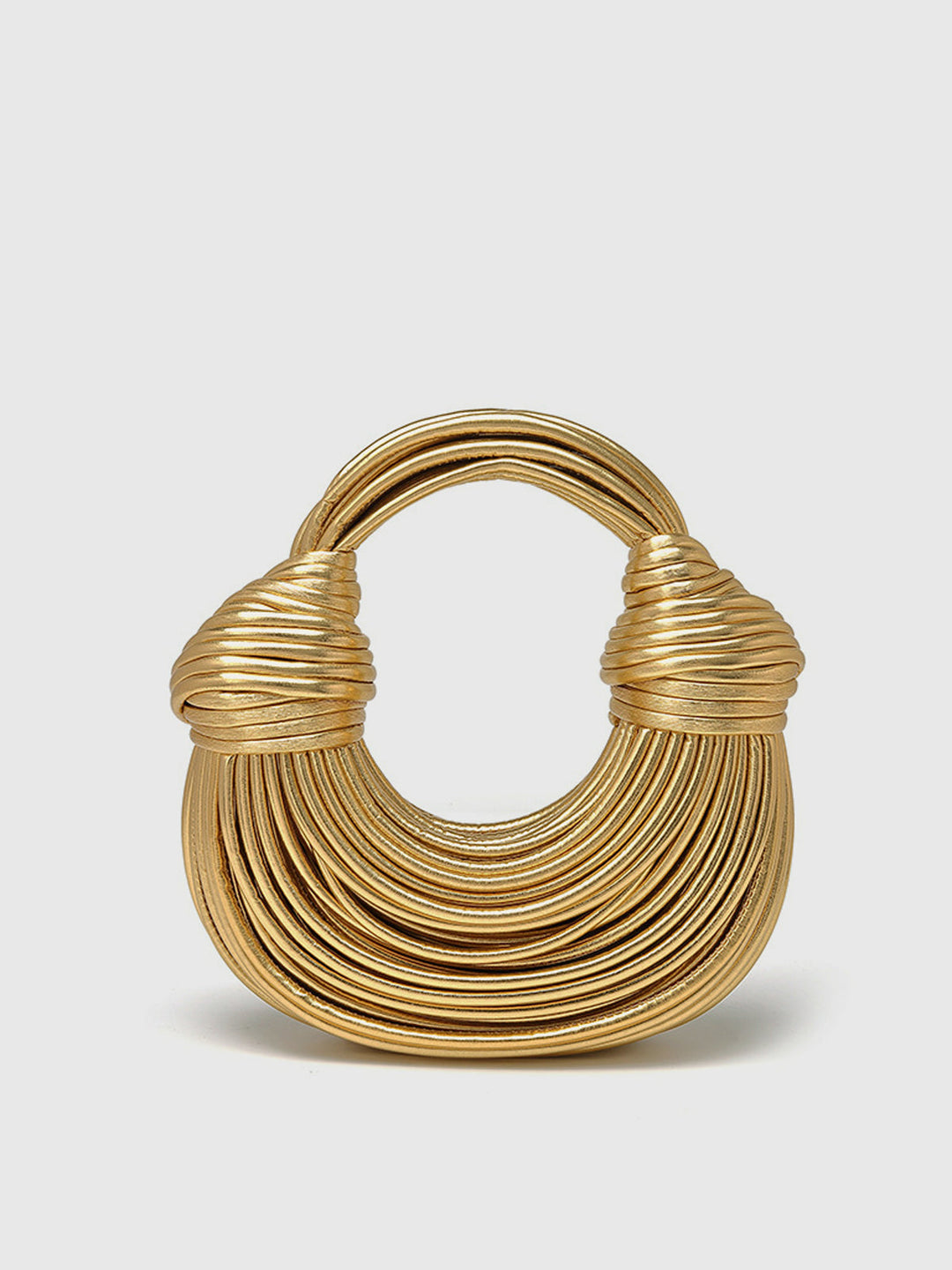 Golden Twisted Hoop Handbag – Chic Gold Polyurethane Bag for Everyday Use, Compact Design, Lightweight and Versatile 0