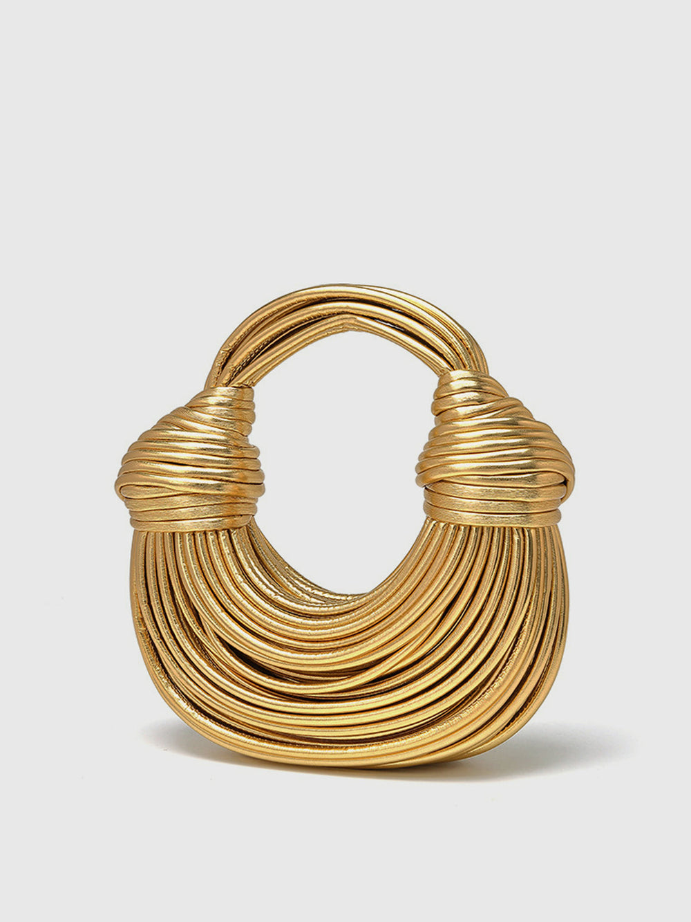 Golden Twisted Hoop Handbag – Chic Gold Polyurethane Bag for Everyday Use, Compact Design, Lightweight and Versatile 1