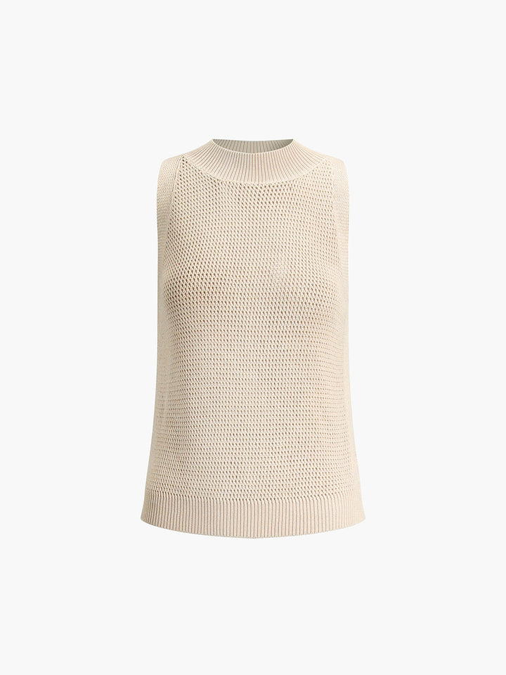 Knit Solid White Tank Top for Women - Sleeveless Crew Neck with Slight Stretch, Versatile Everyday Wear 8