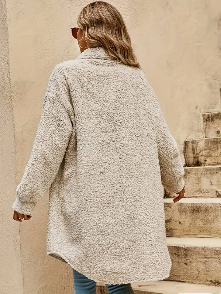 Long Beige Teddy Coat for Women – Stylish and Warm Winter Outerwear 2