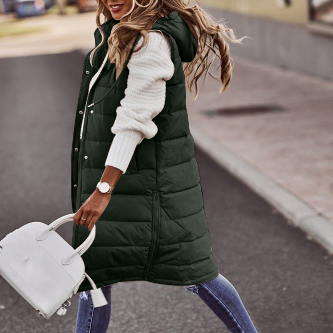 Long Black Gilet for Women, Stylish Long Vest with Hood for Winter Layering and Comfort 2