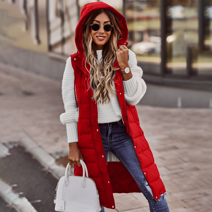 Long Black Gilet for Women, Stylish Long Vest with Hood for Winter Layering and Comfort 4