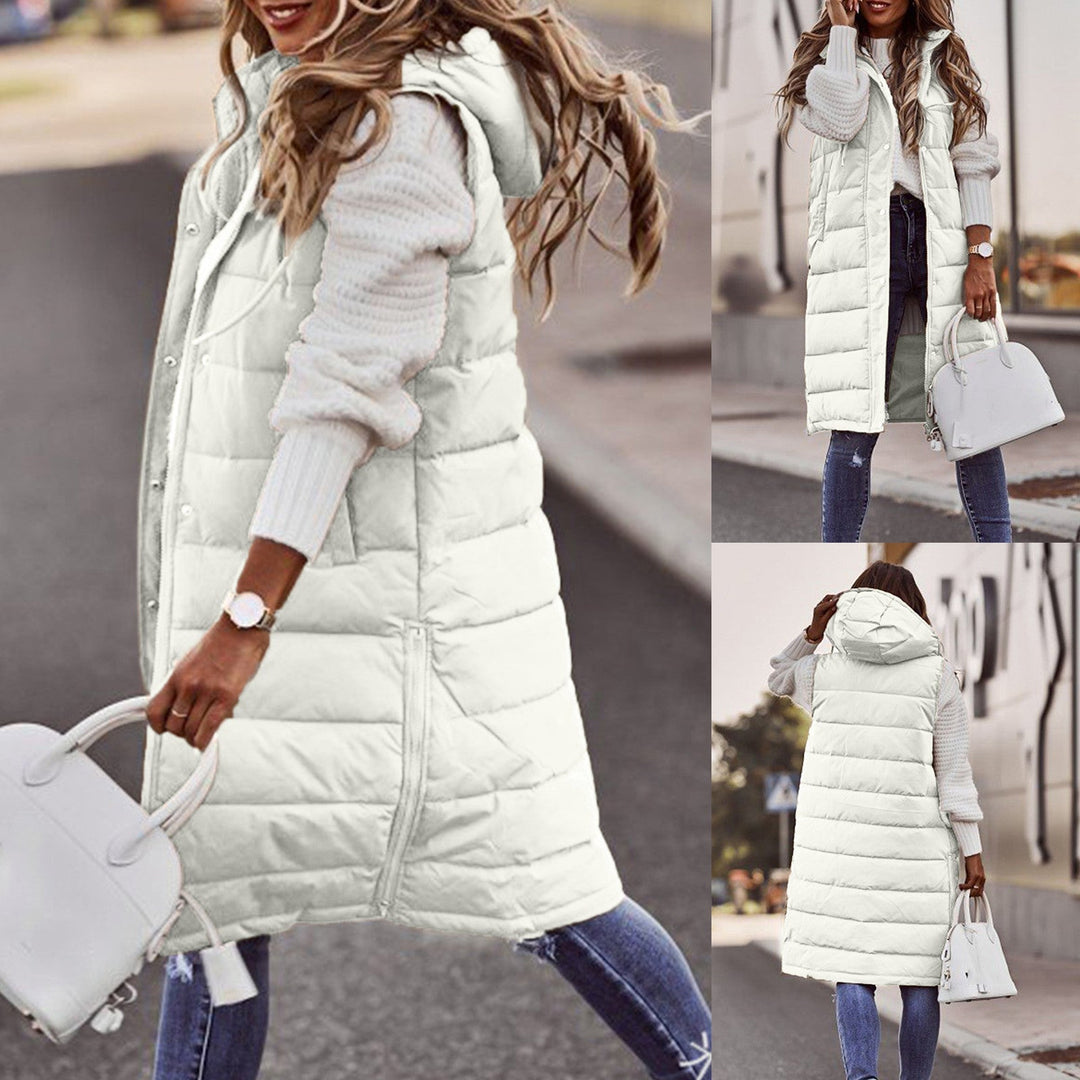 Long Black Gilet for Women, Stylish Long Vest with Hood for Winter Layering and Comfort 5