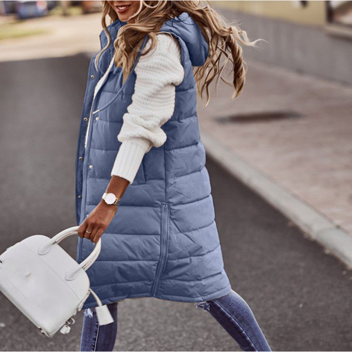 Long Black Gilet for Women, Stylish Long Vest with Hood for Winter Layering and Comfort 6
