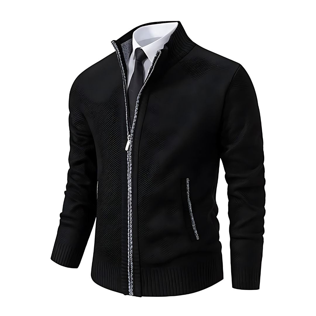 Men's Half Zip Sweater - Stylish Black Knit Sweater for Comfort and Versatile Wear, Sizes M to 3XL 0
