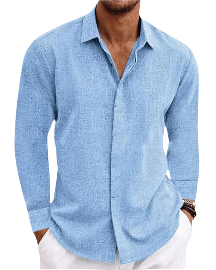 Men's Linen Blend Shirt, Modern Tailored Fit, Classic Button-Up Casual Shirt for Everyday Wear 1