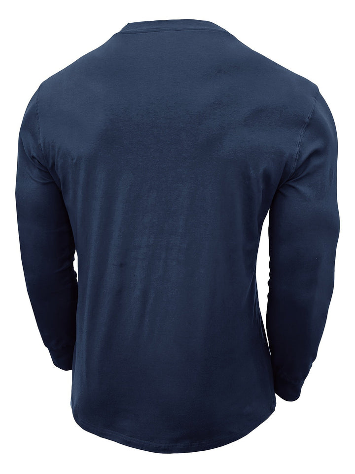 Men's Long Sleeve Vintage-Inspired Shirt – Soft Cotton, Athletic Fit, Available in Blue, Olive, Black, and White 6