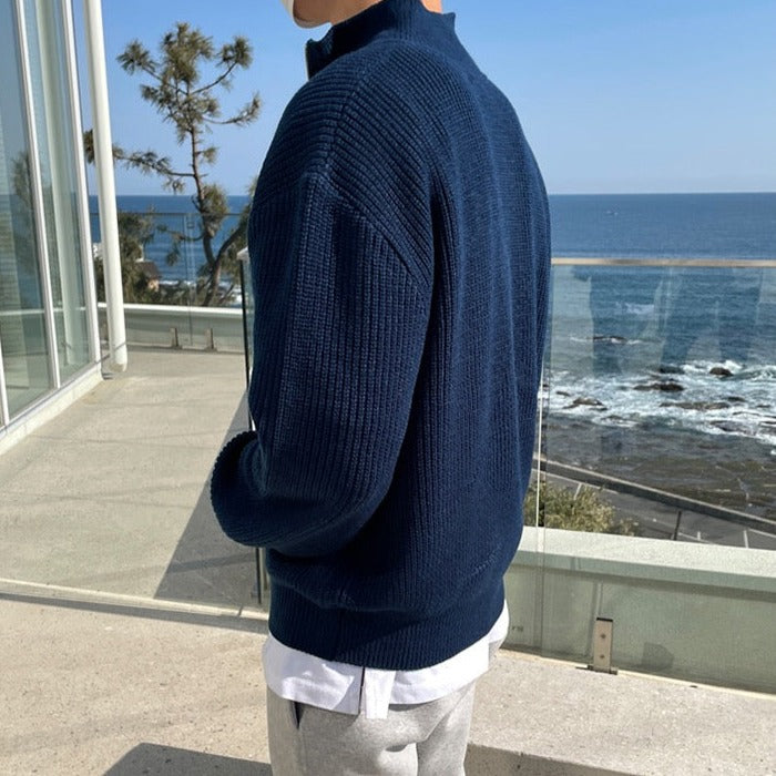 Nordic Half-Zip Sweater for Men – Soft Knitwear with Scandinavian Pattern, Warm Autumn/Winter Style, Regular Fit 2