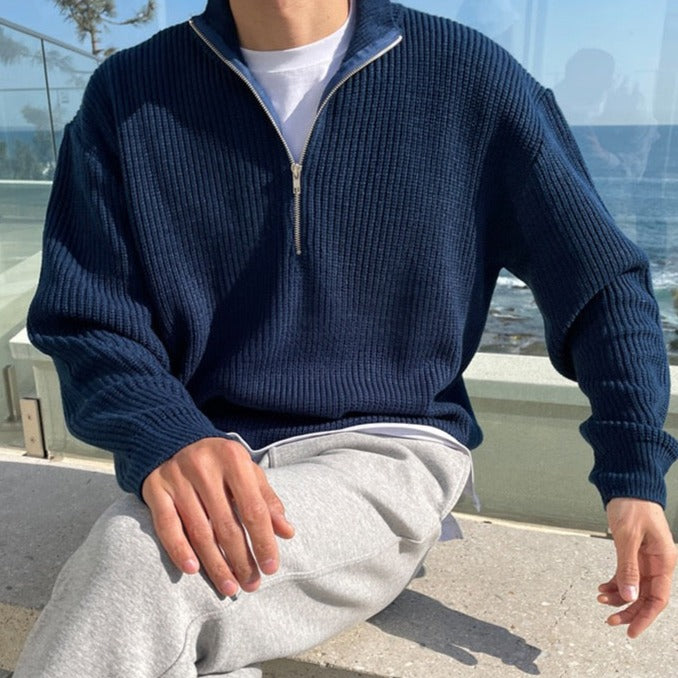 Nordic Half-Zip Sweater for Men – Soft Knitwear with Scandinavian Pattern, Warm Autumn/Winter Style, Regular Fit 3