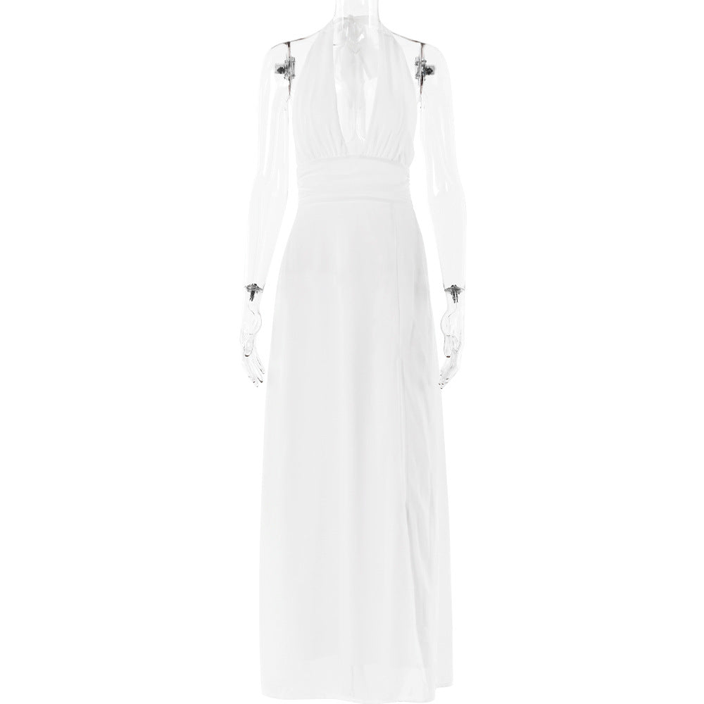 Maxi-Kleid mit Schlitz und Neckholder
