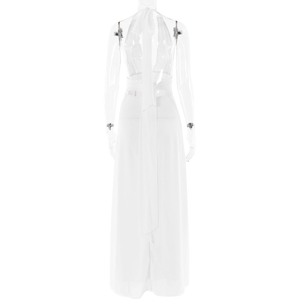 Maxi-Kleid mit Schlitz und Neckholder
