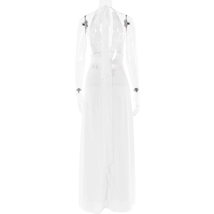 Maxi-Kleid mit Schlitz und Neckholder