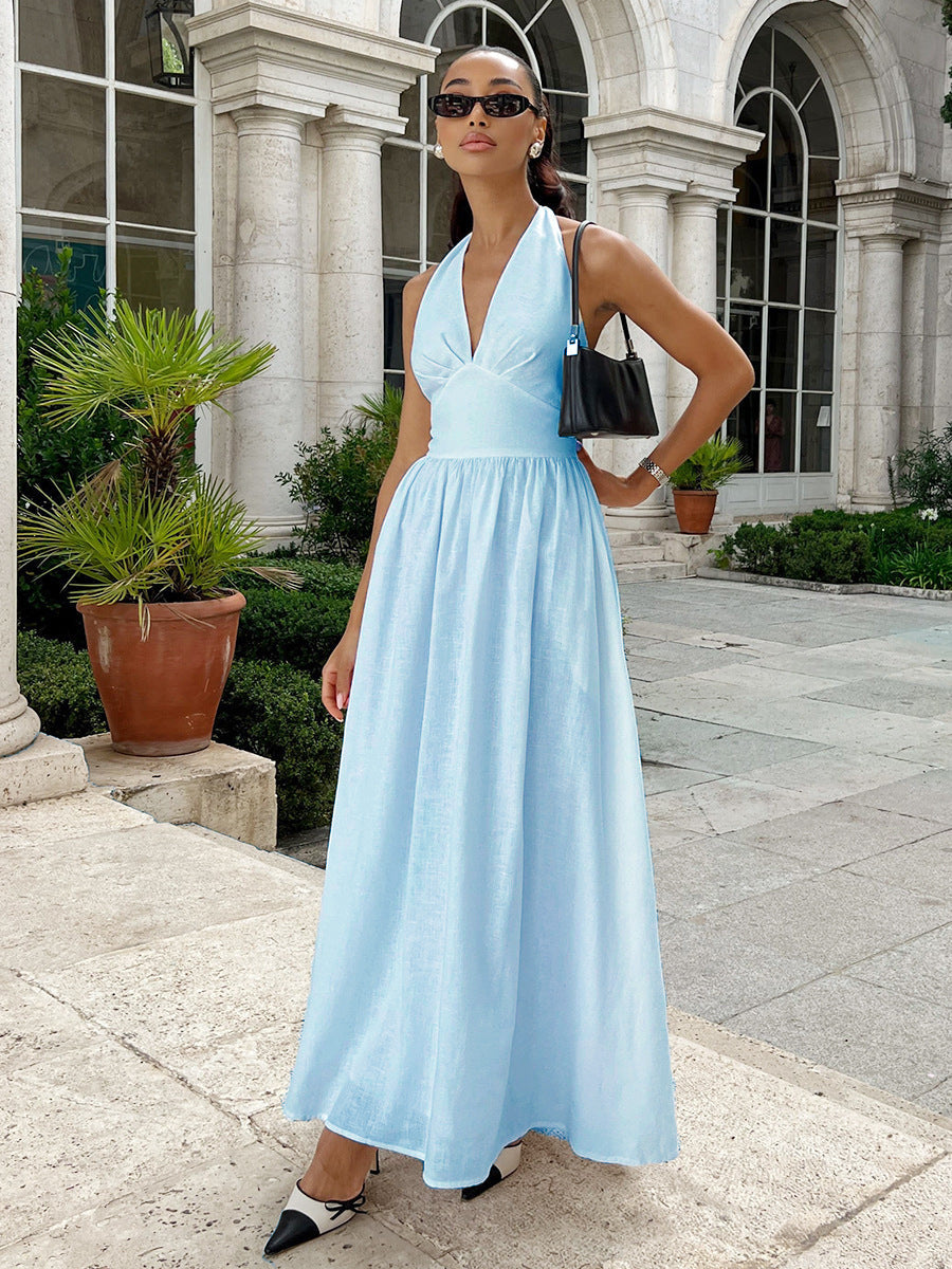 Ärmelloses Maxi-Kleid mit V-Ausschnitt