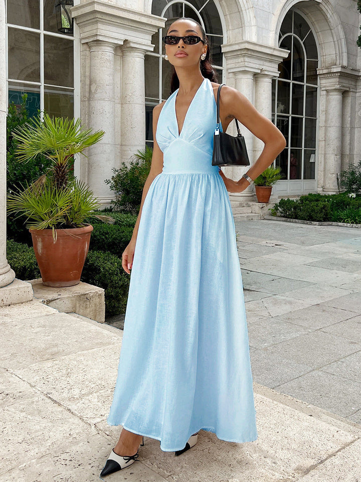 Ärmelloses Maxi-Kleid mit V-Ausschnitt
