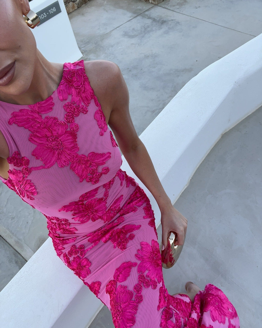 Transparente Blumen-Meshkleid