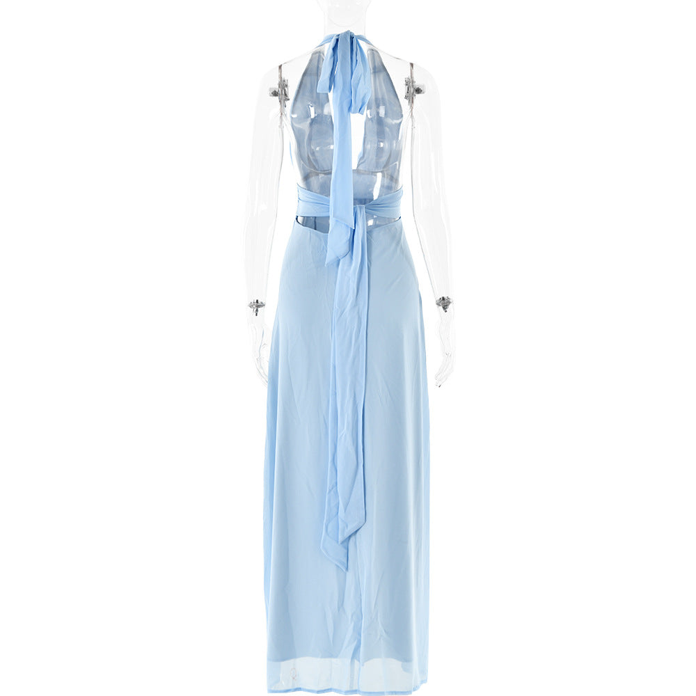 Maxi-Kleid mit Schlitz und Neckholder