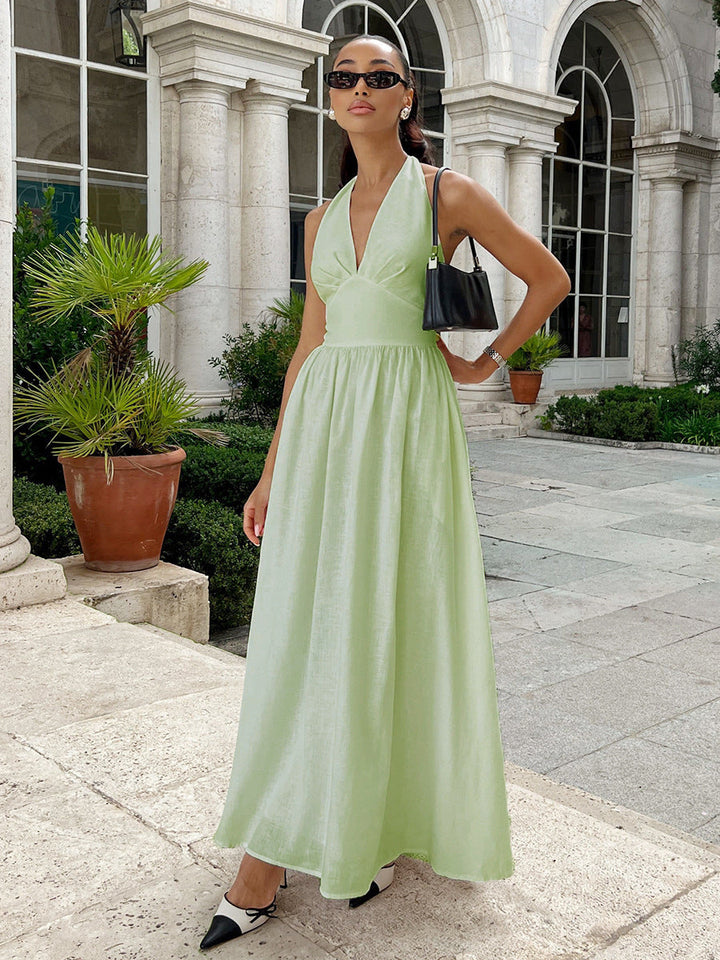 Ärmelloses Maxi-Kleid mit V-Ausschnitt
