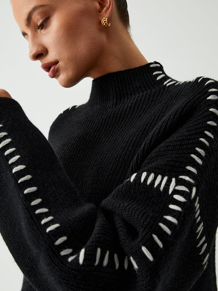 Oversized Mock Neck Women's Sweater – Soft Knit Design with Slight Stretch for Comfort and Style 1
