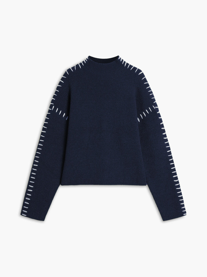 Oversized Mock Neck Women's Sweater – Soft Knit Design with Slight Stretch for Comfort and Style 10