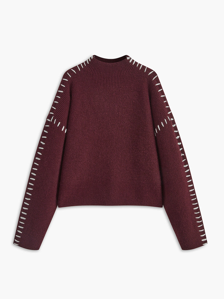 Oversized Mock Neck Women's Sweater – Soft Knit Design with Slight Stretch for Comfort and Style 11