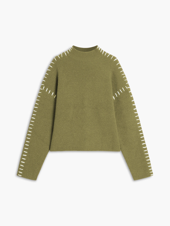 Oversized Mock Neck Women's Sweater – Soft Knit Design with Slight Stretch for Comfort and Style 12