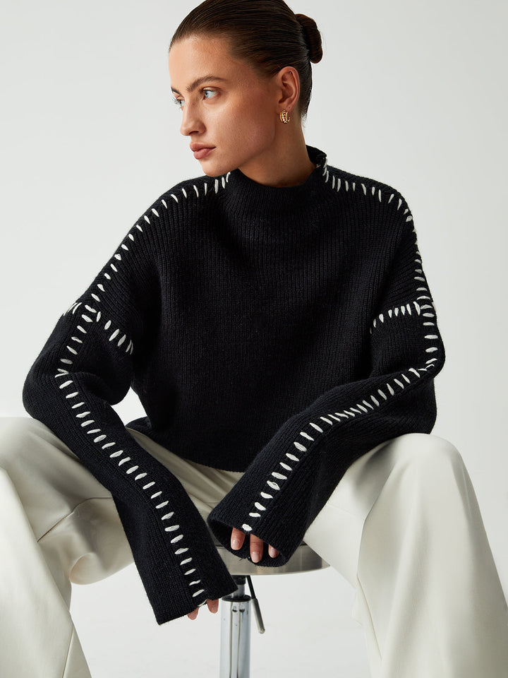 Oversized Mock Neck Women's Sweater – Soft Knit Design with Slight Stretch for Comfort and Style 2