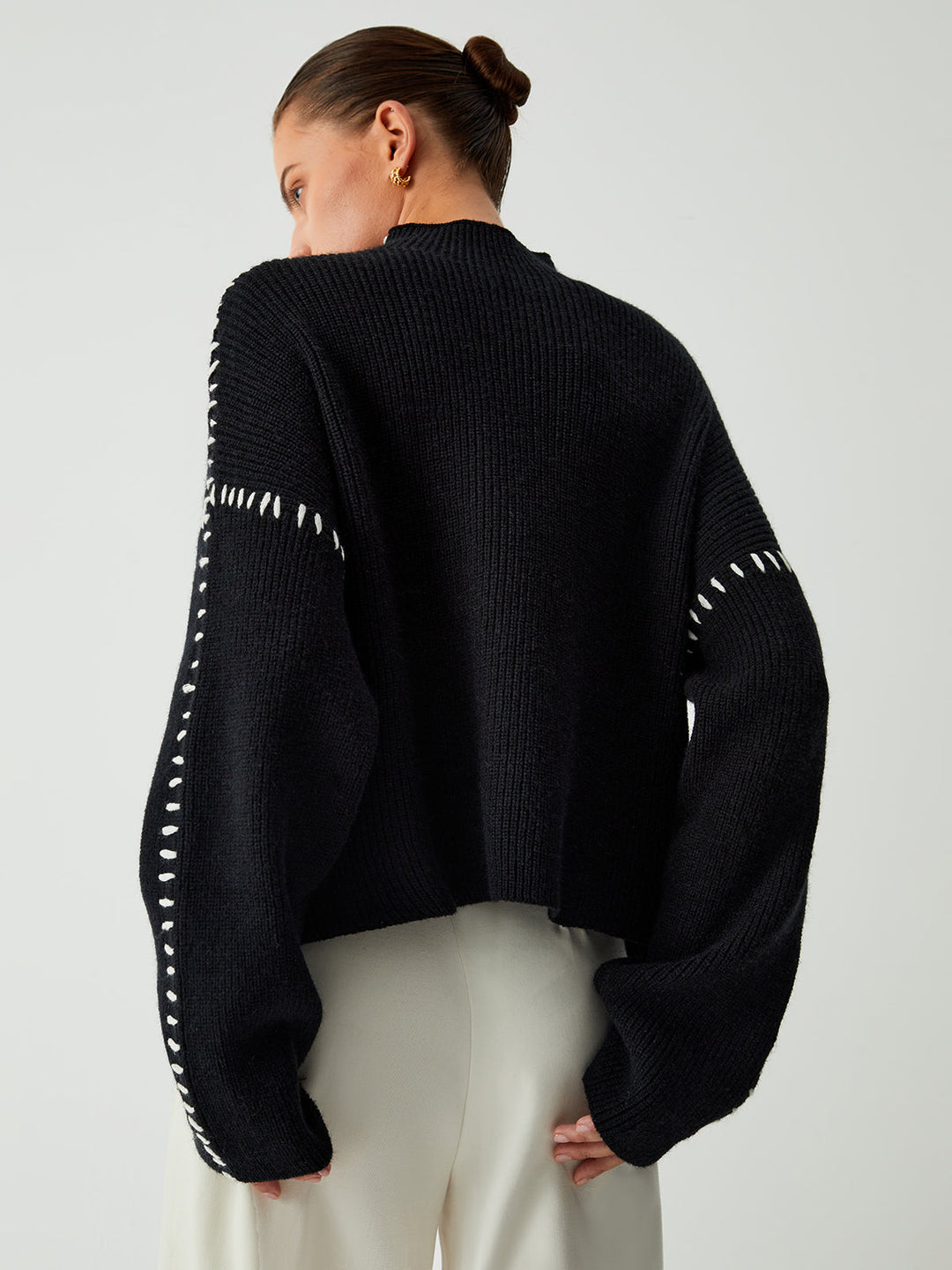 Oversized Mock Neck Women's Sweater – Soft Knit Design with Slight Stretch for Comfort and Style 3